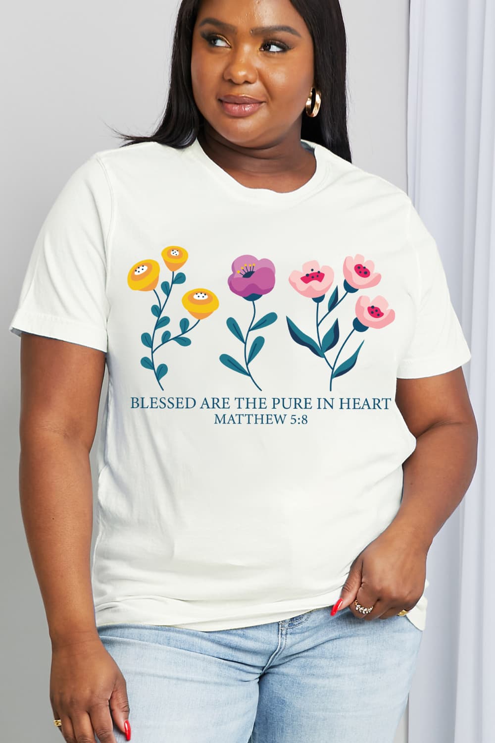 Full Size Blessed Are the Pure in Heart Matthew 5:8 Graphic Cotton Tee