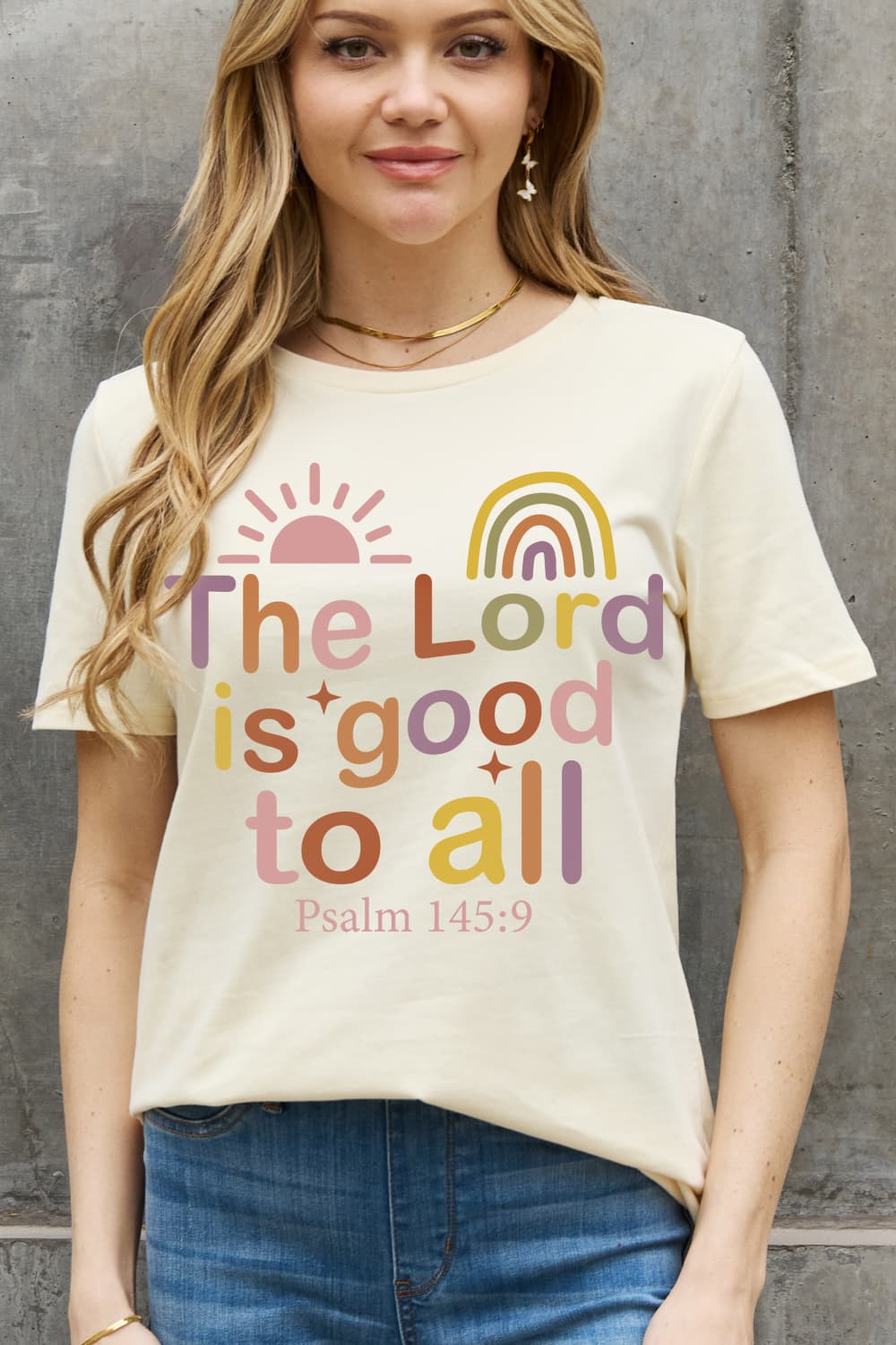 Full Size The Lord is Good to All Psalm 145:9 Graphic Cotton Tee Ivory