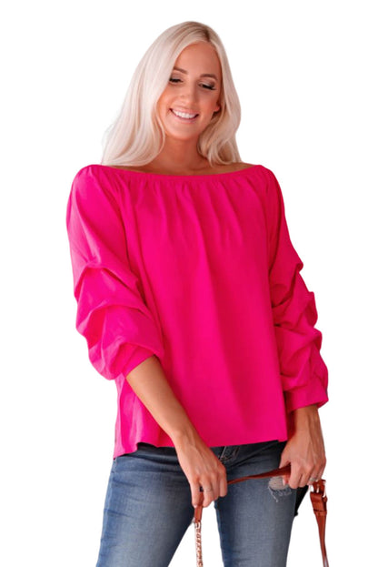 Gathered Detail Off-Shoulder Blouse