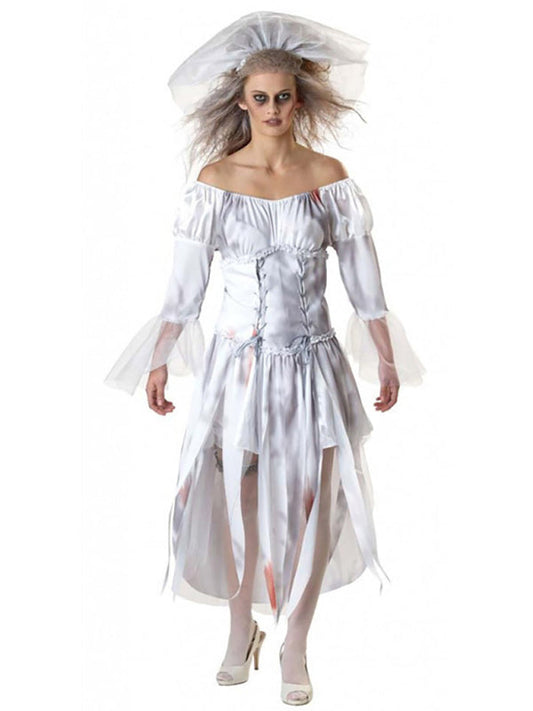Halloween Death Devil Hell Goddess Dress Dance Party Ghost Bride Cosplay Costume White