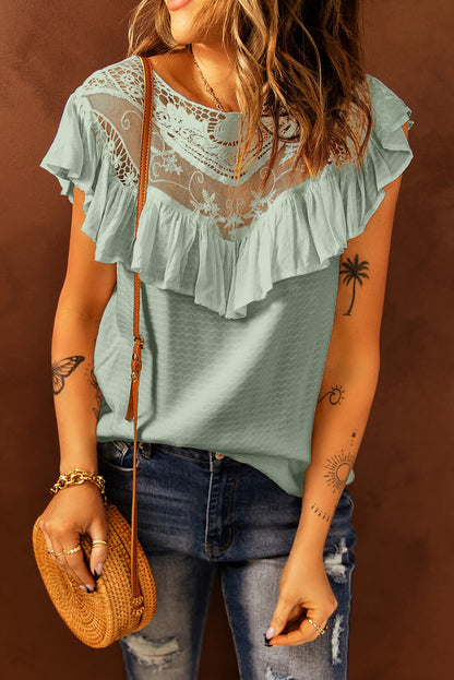 Lace Trim Short Sleeve T-Shirt Mint