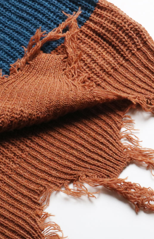 Ladies V-Neck Striped Stitching Sweater