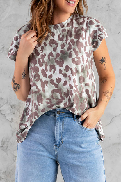 Leopard Flutter-Sleeved Layered Tee