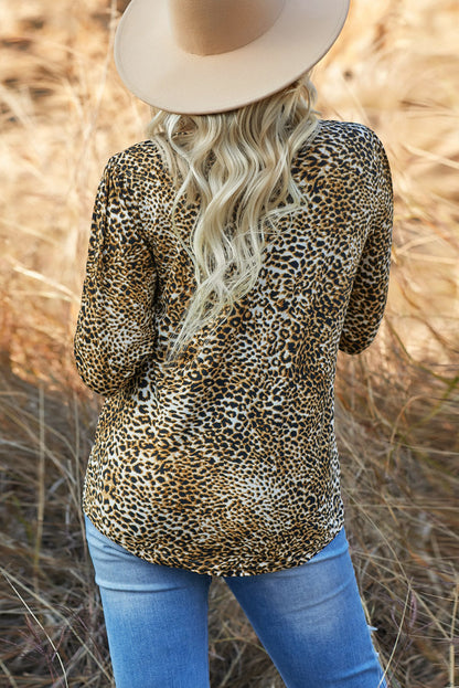 Leopard Print Sequin Pocket Top