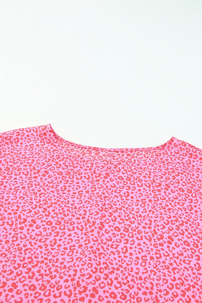 Leopard Print Smocked Flounce Sleeve Top