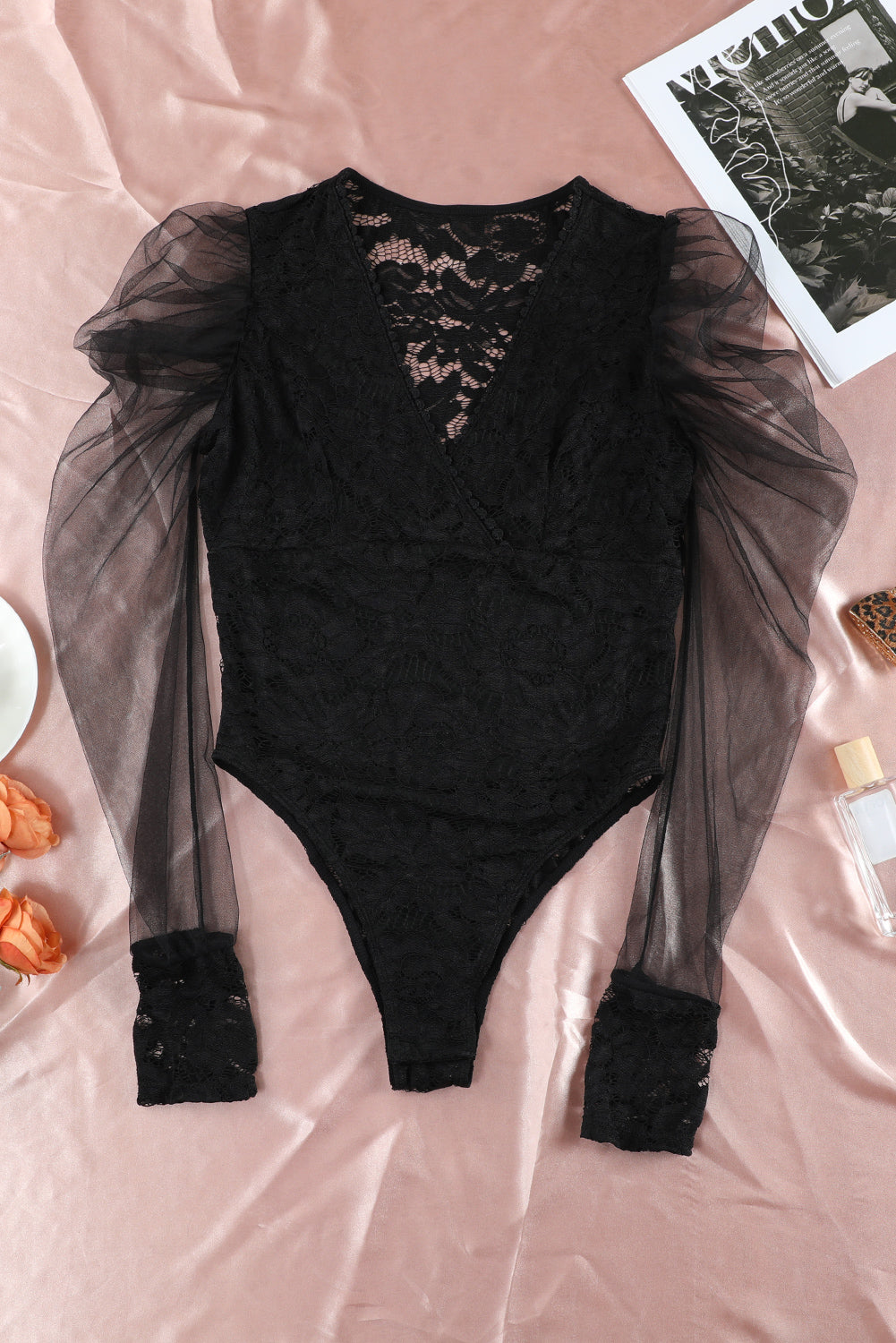 Long Puff Sleeve Lace Bodysuit