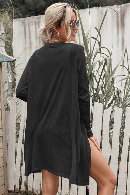 Longline Button-Down Cardigan for Women