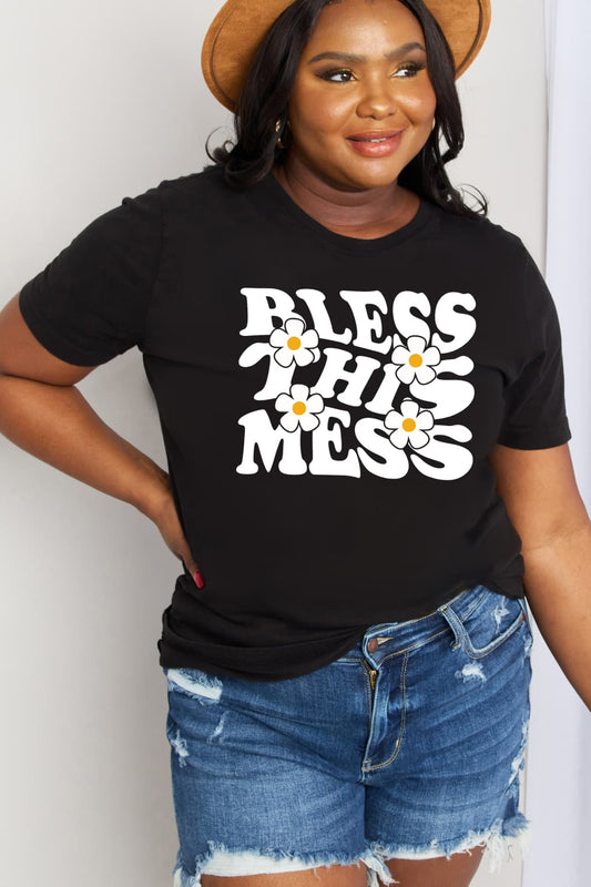 Love Full Size Bless This Mess Graphic Cotton Tee Black