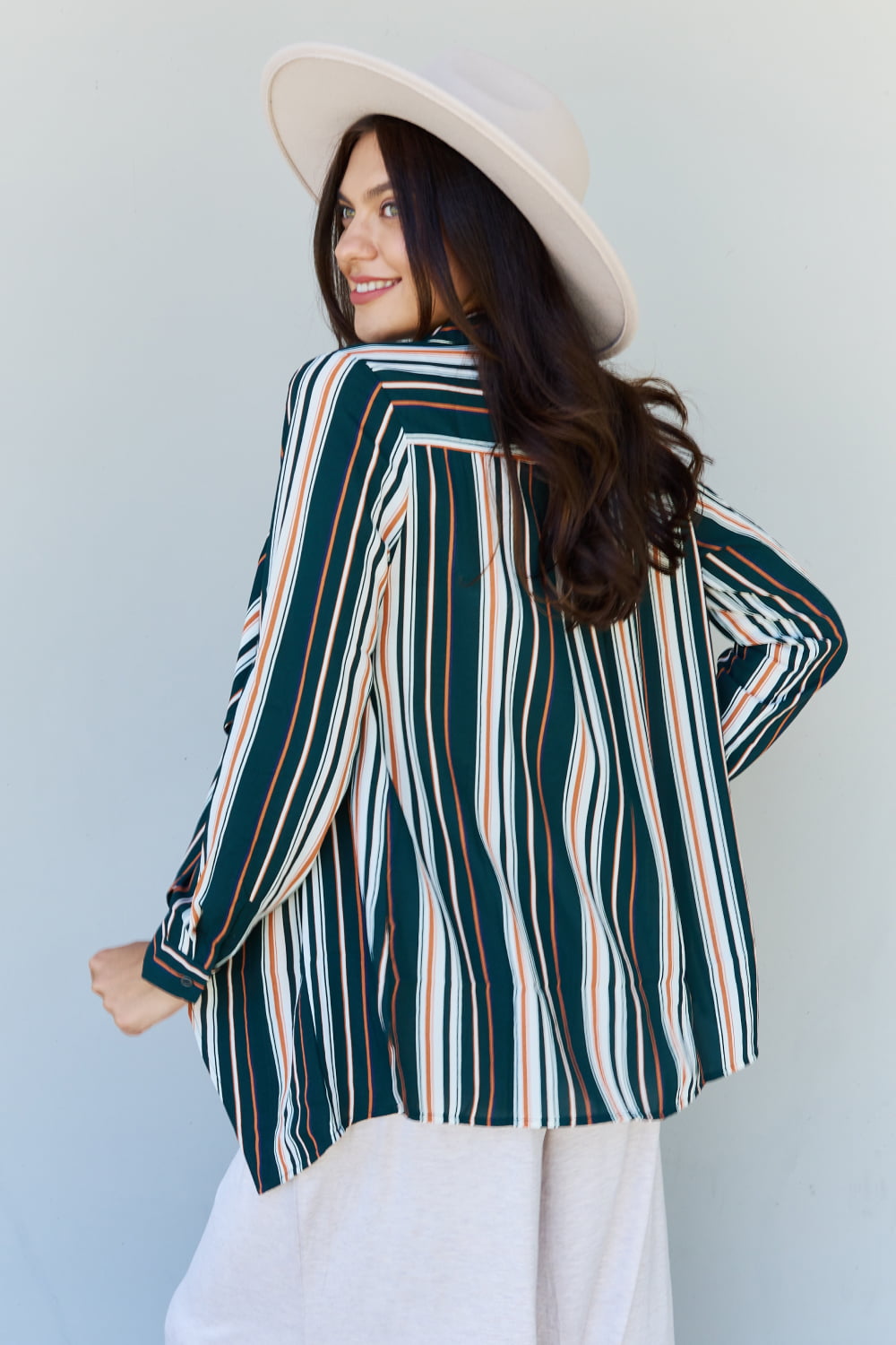 Multicolored Striped Cardigan for Women in Multi Green