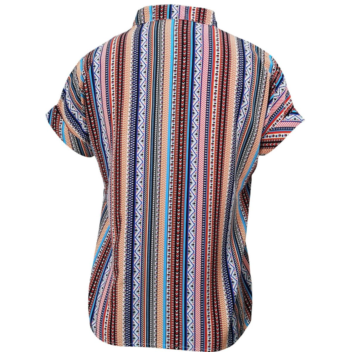 Multicolored Striped Notched Blouse