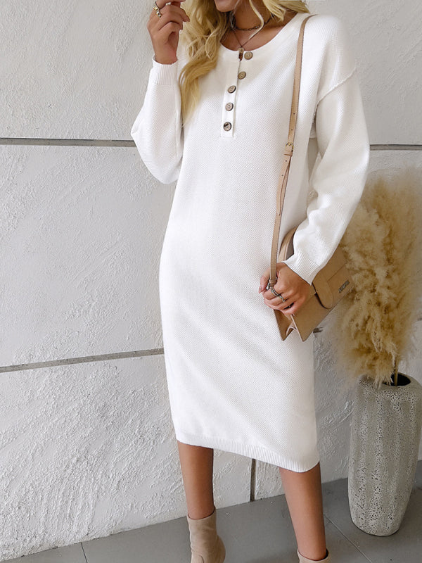 New casual round neck sweater dress