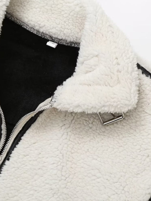 New fashionable loose spliced versatile sherpa jacket