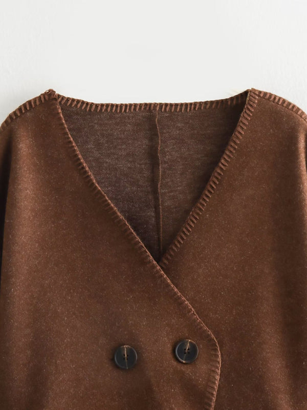 New fashionable women's temperament V-neck regular short wool jacket