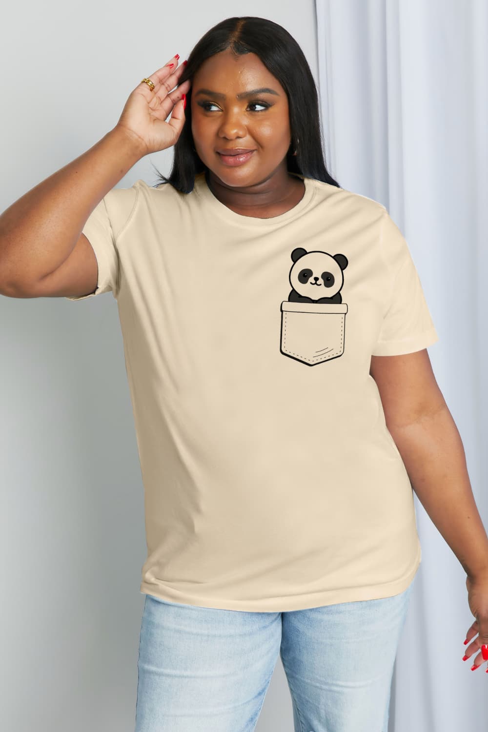 Panda Graphic Tee Taupe