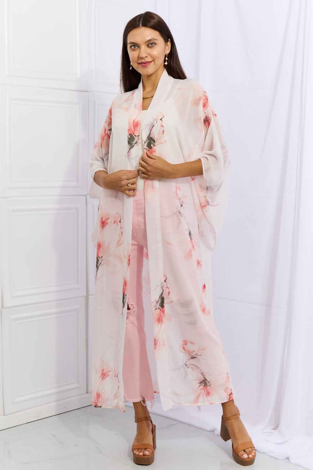 Pick Me Floral Chiffon Kimono Cardigan for Women Floral