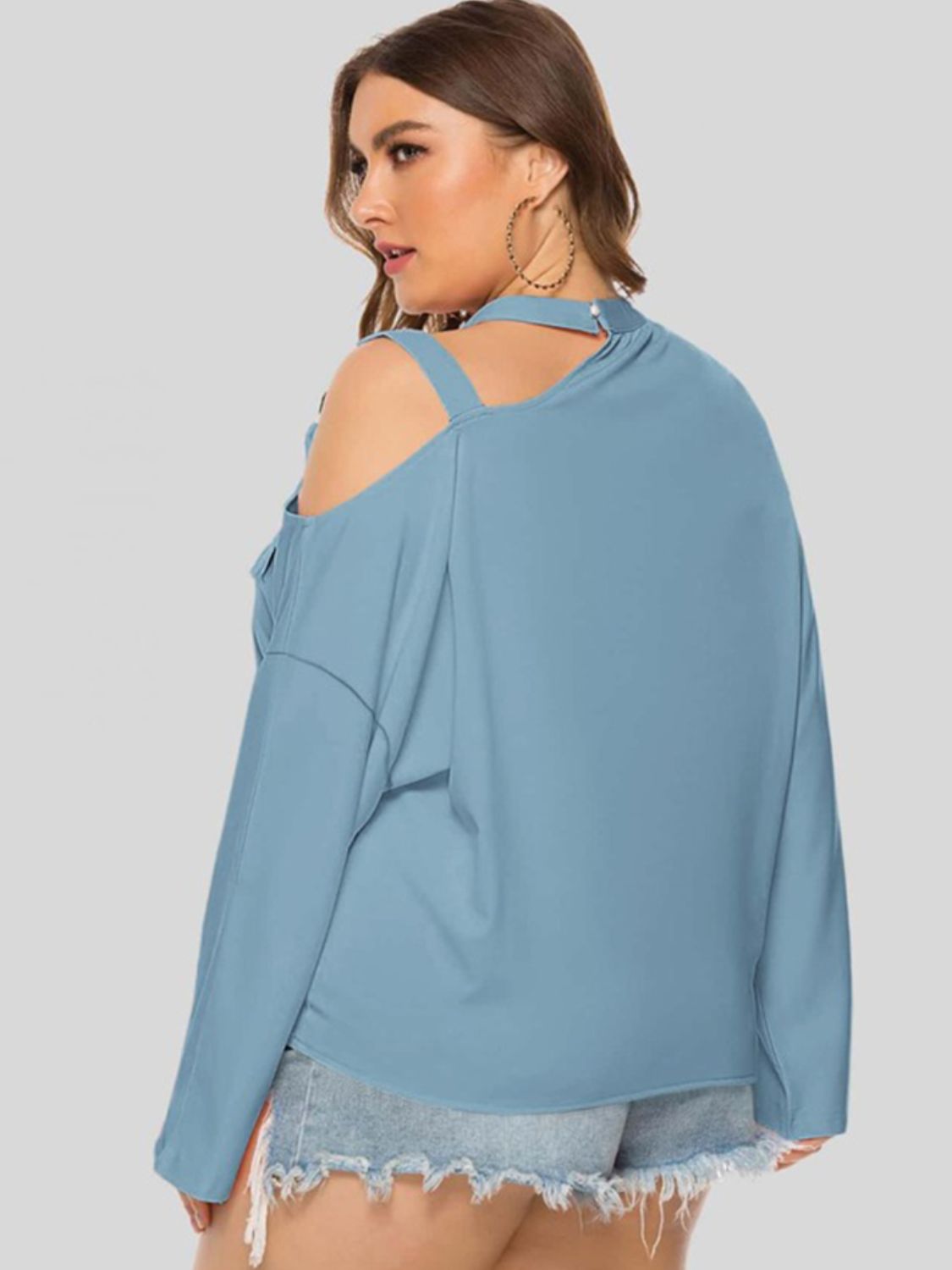 Plus Size Cold-Shoulder Tie-Front Blouse