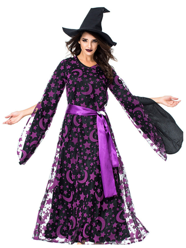 Purple Star Moon Magic Witch Costume for Women