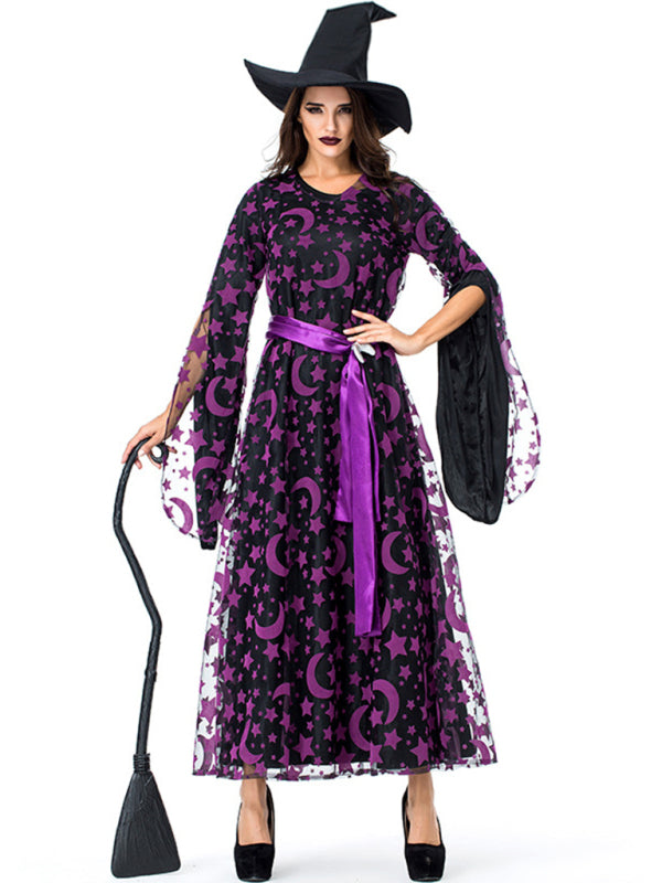 Purple Star Moon Magic Witch Costume for Women