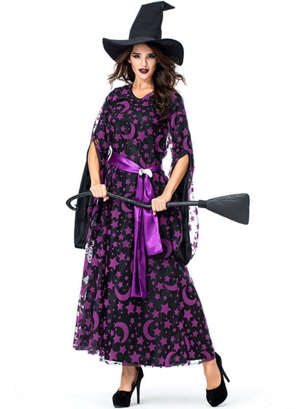 Purple Star Moon Magic Witch Costume for Women