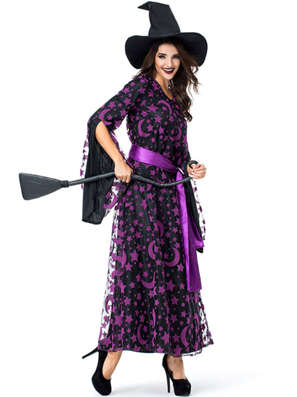 Purple Star Moon Magic Witch Costume for Women