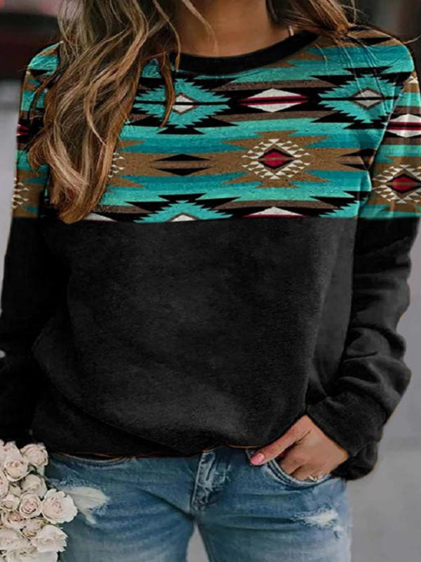 Rhombus round neck casual ladies sweater Pattern4