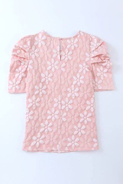 Round Neck Puff Sleeve Blouse