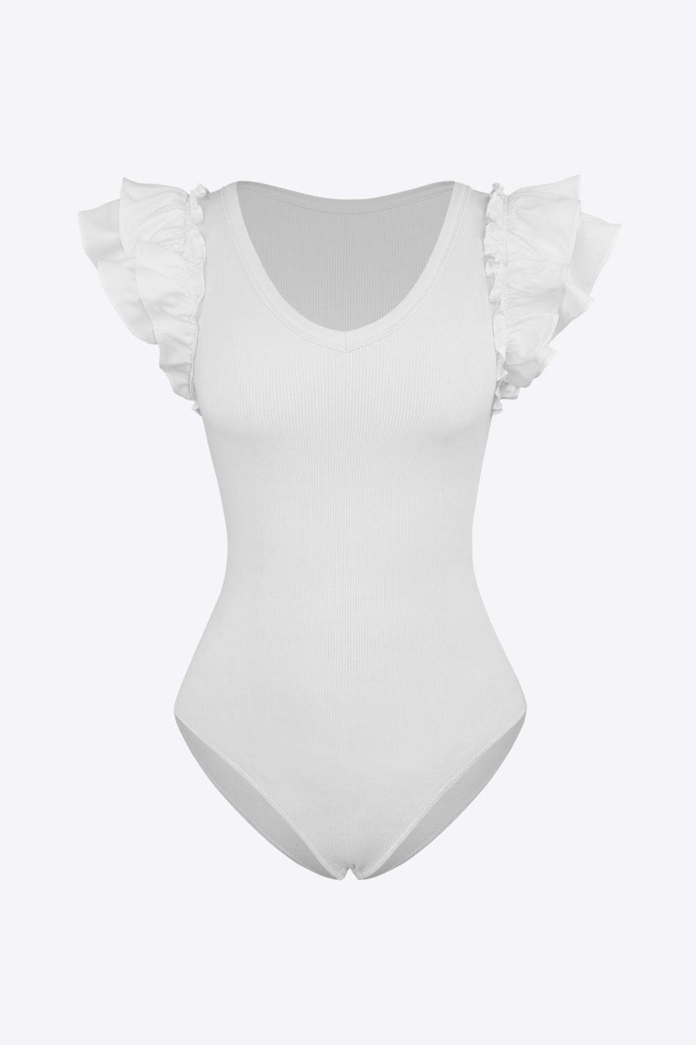 Ruffled Plunge Neck Bodysuit