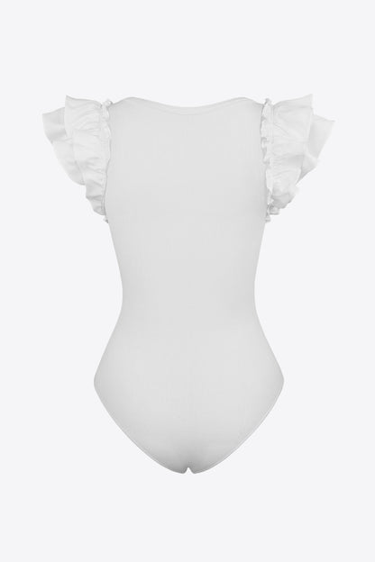 Ruffled Plunge Neck Bodysuit