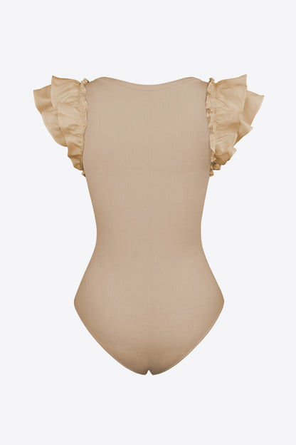 Ruffled Plunge Neck Bodysuit