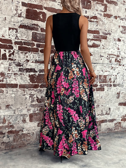 Scoop Neck Floral Maxi Dress