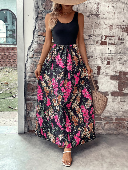 Scoop Neck Floral Maxi Dress