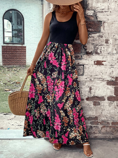 Scoop Neck Floral Maxi Dress