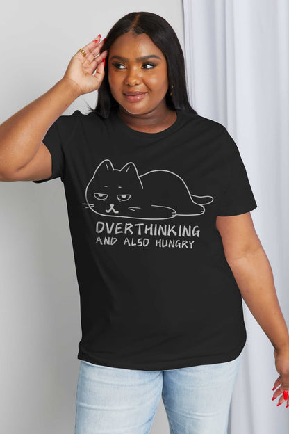 Sleek Black Cat Tee for Women Black