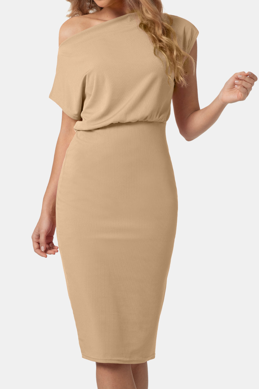 Sleek Boatneck Knee-Length Dress