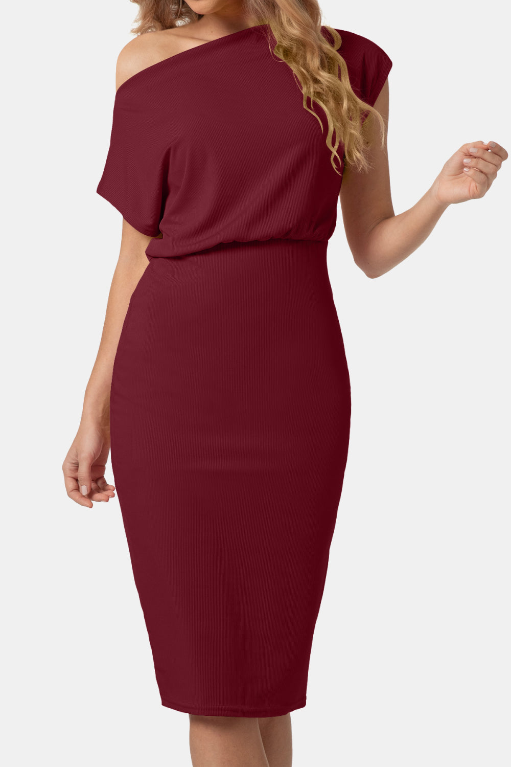 Sleek Boatneck Knee-Length Dress