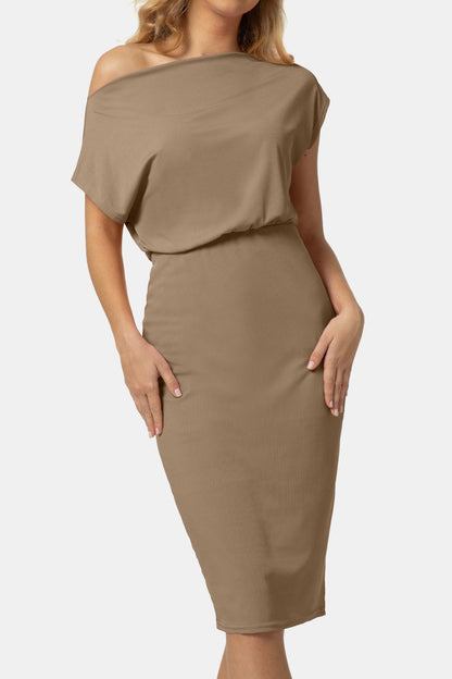 Sleek Boatneck Knee-Length Dress