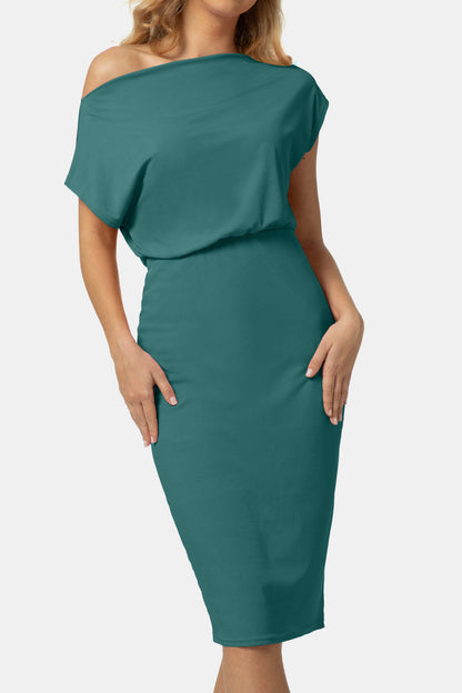 Sleek Boatneck Knee-Length Dress