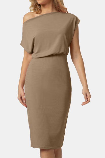 Sleek Boatneck Knee-Length Dress