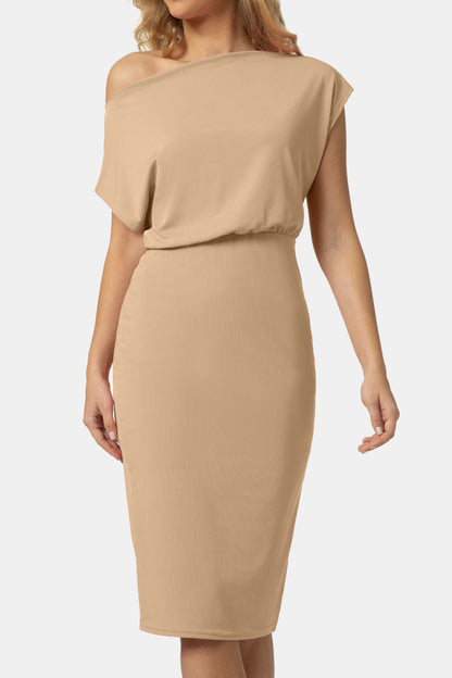 Sleek Boatneck Knee-Length Dress