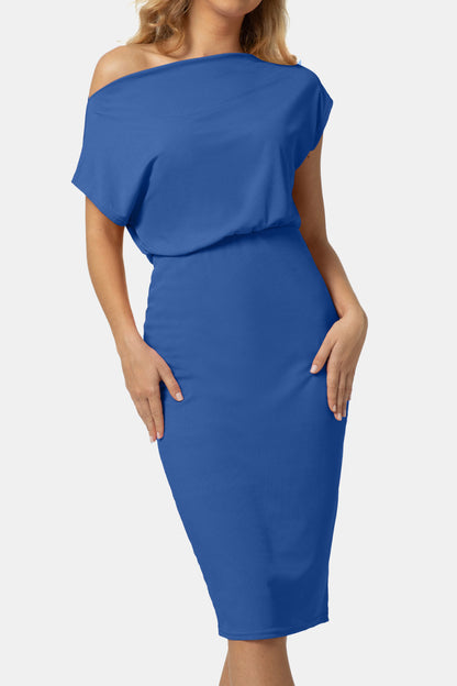 Sleek Boatneck Knee-Length Dress