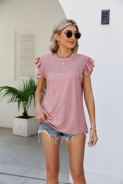 Smocked Flutter Sleeve Top