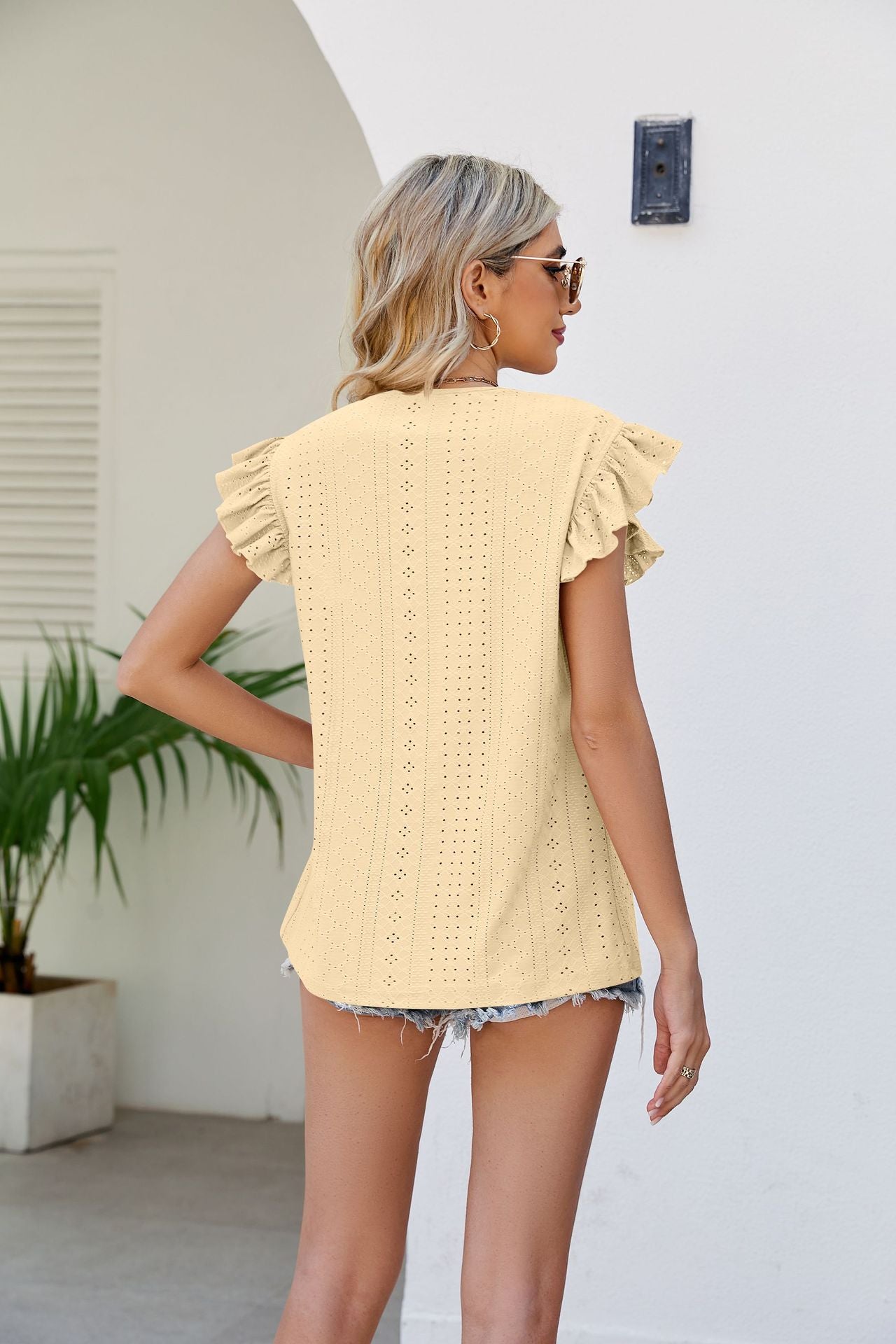 Smocked Flutter Sleeve Top