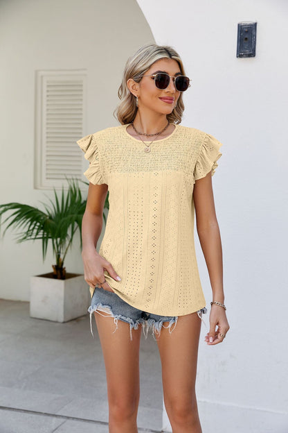 Smocked Flutter Sleeve Top