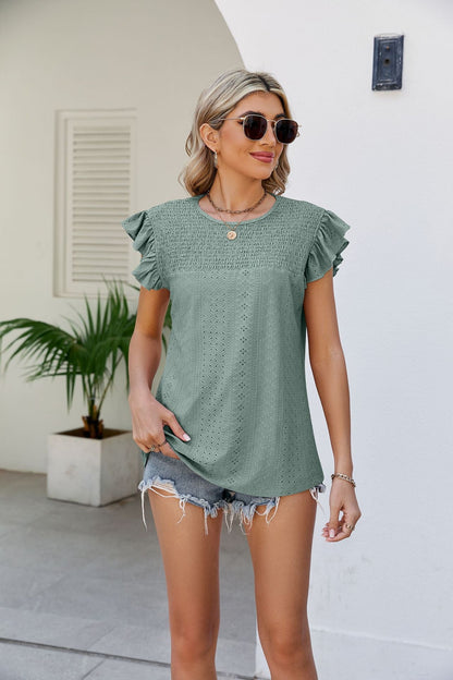 Smocked Flutter Sleeve Top