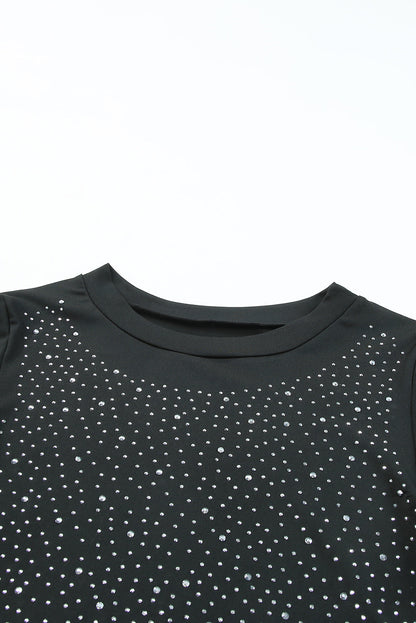 Sparkling Rhinestone Round Neck Long Sleeve Bodysuit