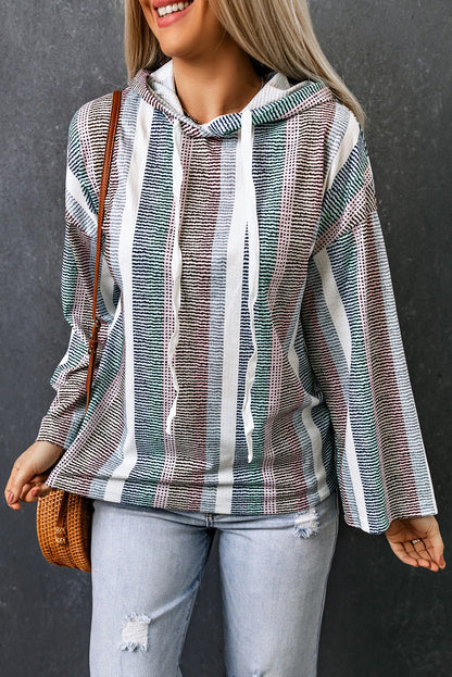 Striped Drop Shoulder Hoodie Multicolor