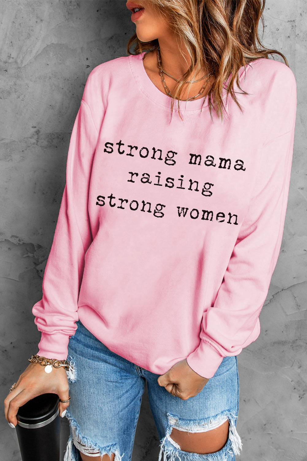 Strong Mama Sweatshirt Pink