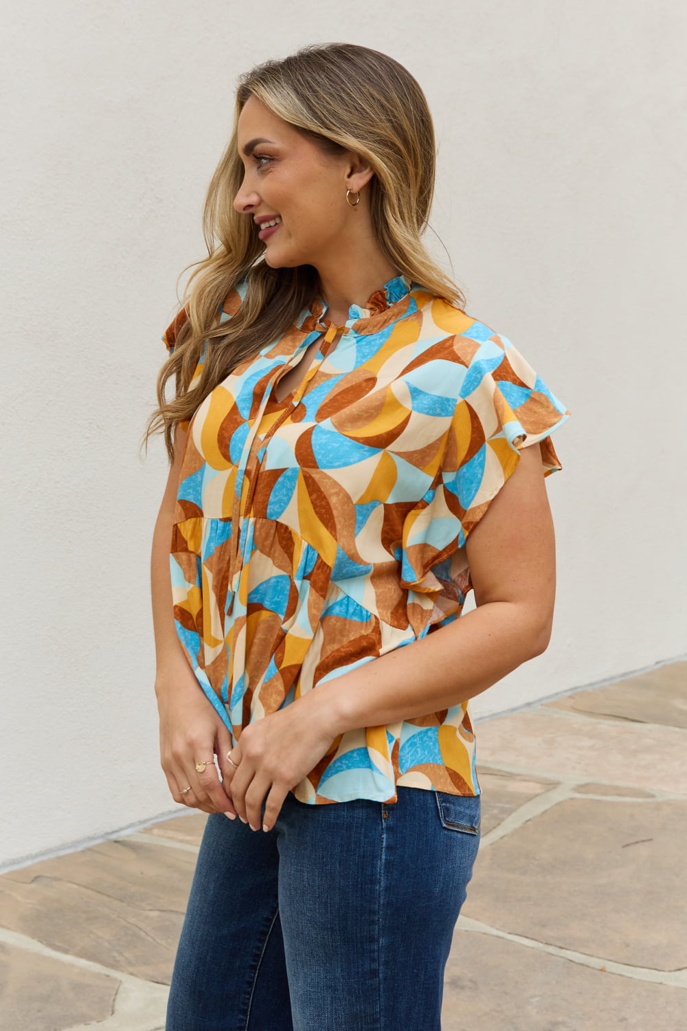 Summer 5 Color Printed Slim Blouse