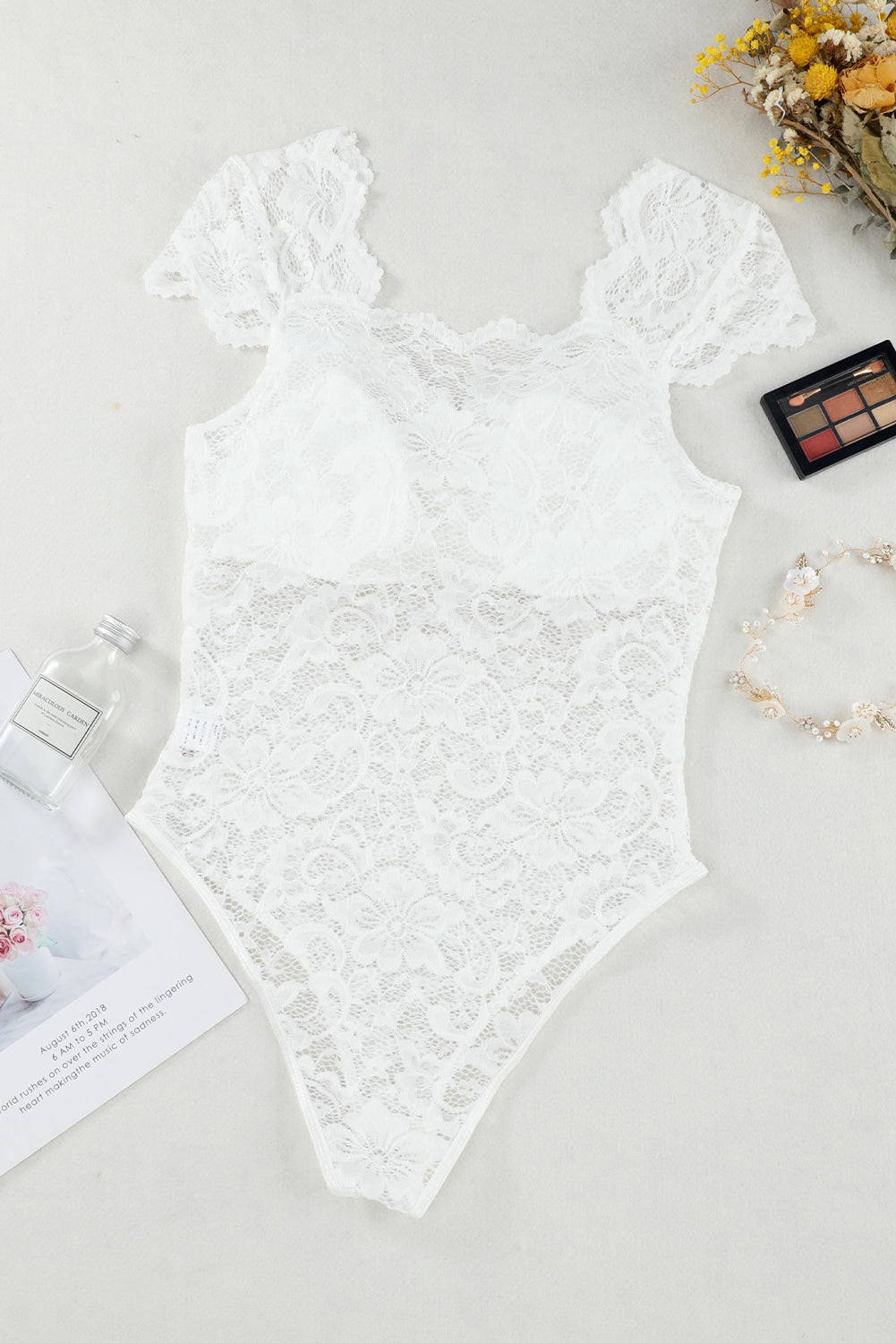 Sweetheart Neck Ruched Lace Bodysuit