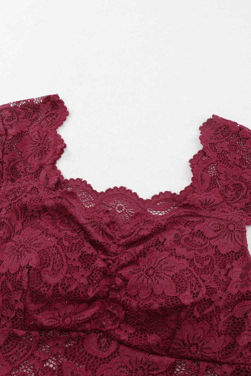 Sweetheart Neck Ruched Lace Bodysuit